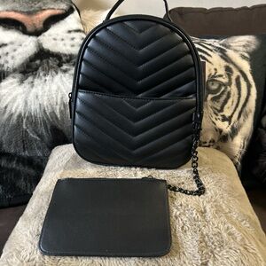 Claire's Black Chevron Backpack with Chain Accent